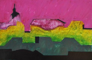 Los silencios y el crepitar de las formas en Santa María (Temple al huevo s/tabla 27x41)