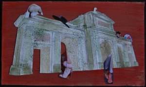 Sentir en tres dimensiones (Collage s/papel 20,5x35)